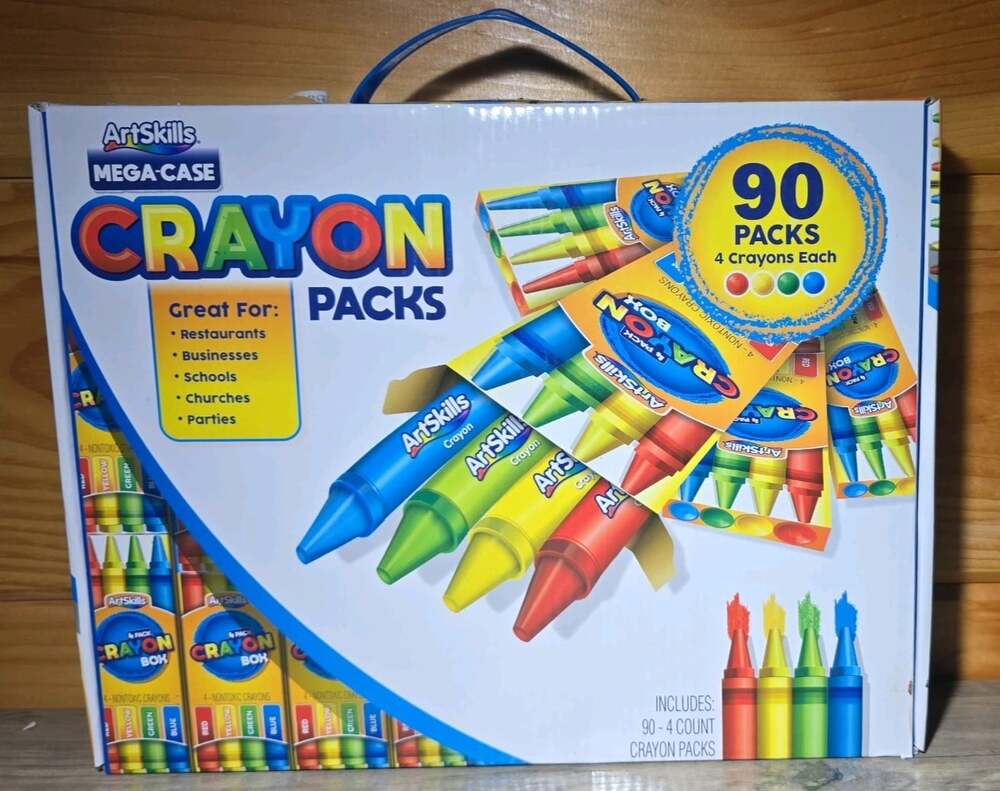 ArtSkills Mega Case Crayon Packs includes 90-4 count Crayon Packs New